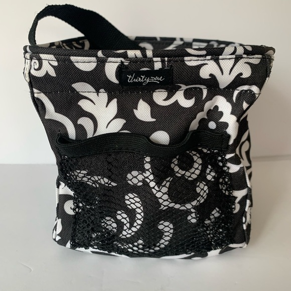 Thirty-One Black and White Patterned Small Tote Bag 7 1/2” x 7 1/2” - Picture 1 of 8